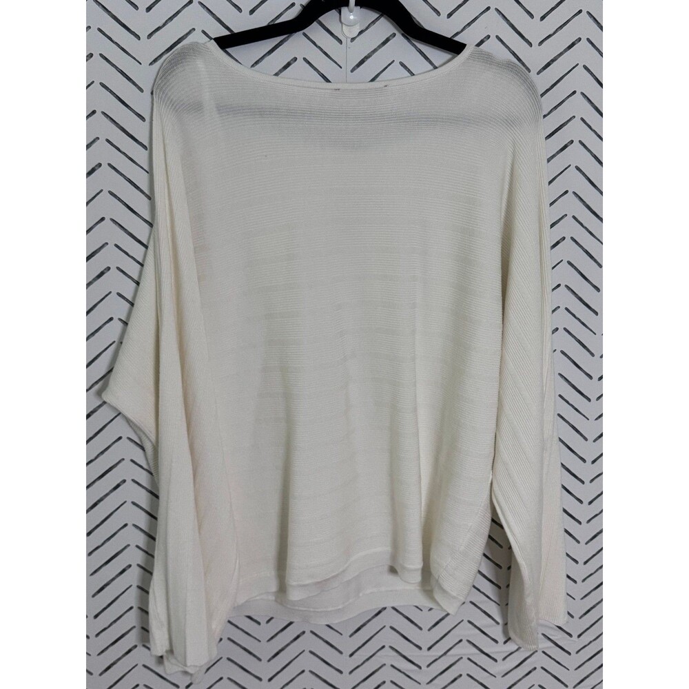 NWT Belldini Women's Winter White Oversized Striped Sweater‎ Size Large - Picture 2 of 7